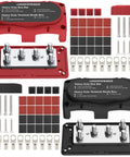 Badass Heavy Duty 450 Amp 12-48 Volt Busbar Box With Six M8 Studs Nickel Plated Copper Power Distribution Block and accessories.