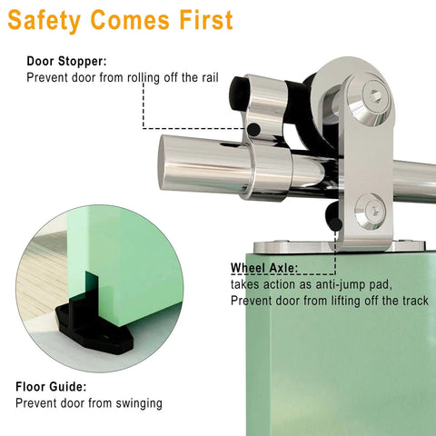 Sliding Barn Door Hangers Set 2pcs Stainless Steel No Track T Shape Compatible For All Sliding Barn Doors with door stopper