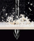 Close-up of Ten Pack One Quarter Inch Concrete Drill Bits Set Pro Grade Carbide YG6 drilling through material with debris scattering