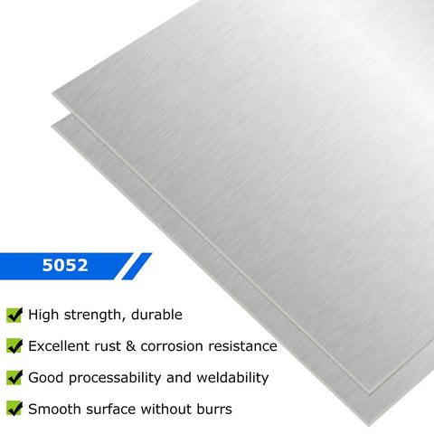 Six Pack 5052 Aluminum Sheet Metal 12x12 Inch Flat Plate 0.02 Inch Thick With Protective Film for DIY Crafts, Welding
