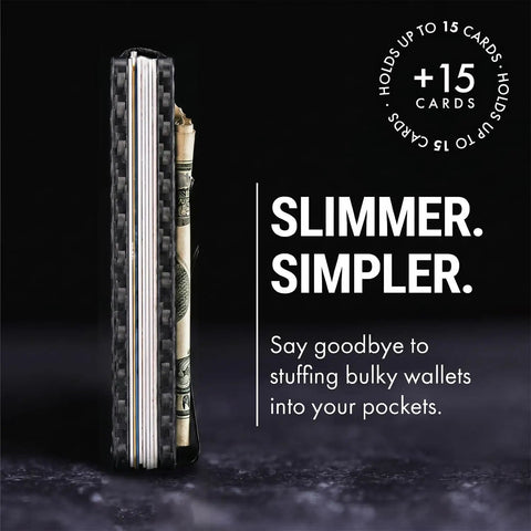 Side view of Ultra Slim Minimalist Wallet For Men And Women With RFID Blocking, Money Clip And Card Holder next to cash
