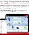 Tablet displaying Gen2 Portable Golf Launch Monitor and Simulator software showing swing training and ball settings