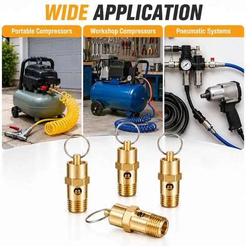Quarter Inch NPT 200 PSI Brass Air Compressor Pressure Relief Valve Safety Check Valve Vent for air systems use image