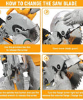 Guide on changing the blade of a 10-Inch Sliding Compound Miter Saw With Laser Guide, 15 Amp Bevel Chop Saw For Wood And Metal