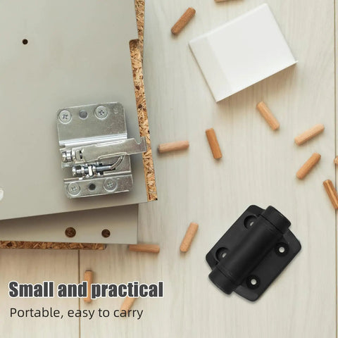 Heavy Duty Self Closing Spring Gate Hinges For Metal And Wood Gates With Quiet Noiseless Operation Easy Install Gate Hinge Kit For Outdoor Use Tough As Nails Built To Last For Fences Garages Walkways And Privacy Gates, black hinge set on wood panel