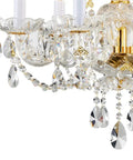 Close-up of Gold Finish K9 Crystal Chandelier With 6 Lights, French Classic Style Ceiling Fixture, sparkling crystal pendants