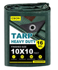 16 Mil Heavy Duty Waterproof Tarp 10 By 10 Feet For Outdoor Use Large Multipurpose Protective Cover With Reinforced Edges And Rustproof Grommets Green And Brown Weatherproof Gear For Lawn Patio Camping And Construction
