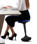 Woman using Flexible Standing Desk Stool for Ergonomic Active Sitting, Adjustable Wiggle Chair in office setting