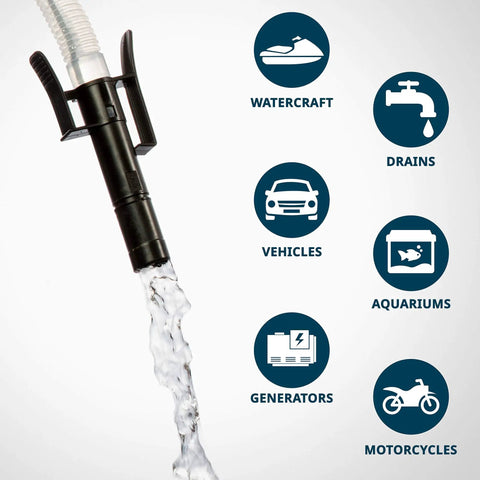 Auto Stop Fuel Transfer Pump With One Hand Operation And No Heavy Lifting 3X Power from D Battery hose illustrations