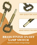 Set Of Four Heavy Duty Brass Finish Lamp Turn Knobs For Retro Lighting Fixtures Featuring Smooth Twist On Off Switches Crafted From Solid Zinc Alloy Hardware That Adds A Pretty Darn Cool Vintage Vibe To Your Home Setup, showcasing detailed design with ornamental head.