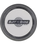 3 Inch Black Polishing Foam Pad For Final Finish And Swirl Correction, top view showing the logo on a white surface.