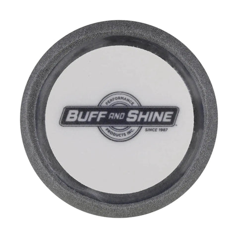 3 Inch Black Polishing Foam Pad For Final Finish And Swirl Correction, top view showing the logo on a white surface.