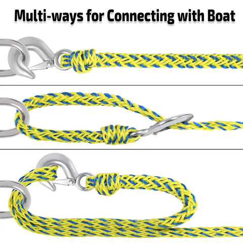 Heavy Duty Boat Tow Harness With 16 Ft Braided Poly Rope And Twin Side Snap Hooks Dragging Your Crew Smooth For Lazy Lake Hangouts Epic River Runs And Pylon Free Water Fun