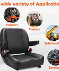 Universal Forklift And Tractor Seat With Micro Switch, Armrest And Safety Belt For Forklifts, Mowers, Skid Steer Loaders.