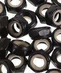 Heavy Duty M8 Locking Nuts For Skateboard Trucks 50 Piece Bombproof Iron Hardware Kit close-up view of black nuts with threaded interiors