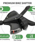 7 Speed Right Thumb Bike Shifter For Smooth Gear Changes, Trigger Shifter Lever With Gear Indicator, Black, Ergonomic Design