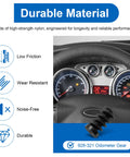 Dashboard view with Ranger F150 Odometer Gear Kit Replacement with Speedometer Worm Gear for Ford Mazda Mercury, durability features listed.