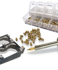 Heat Set Insert Tip Kit With Adaptor And 7 Tip Heads 300 Brass Inserts M2 M2.5 M3 M4 M5 Soldering Accessory Pack For Attaching 3D Printed Parts