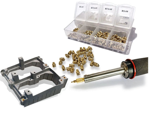 Heat Set Insert Tip Kit With Adaptor And 7 Tip Heads 300 Brass Inserts M2 M2.5 M3 M4 M5 Soldering Accessory Pack For Attaching 3D Printed Parts