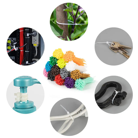 Image of Colorful Zip Ties 1400 Pack 4 Inch Multicolor Plastic Wire Ties Assortment used for cables, gardening, and organizing.