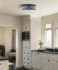 Crystal K9 Farmhouse Drum Semi Flush Mount Ceiling Light With Black Finish in kitchen setting