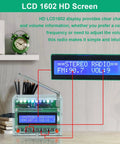 DIY FM Radio Kit With LED Pulse Lights And LCD Display 87 To 108 MHz Soldering Practice Project with highlighted LCD screen