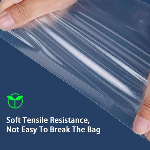 Person holding Heavy Duty Vacuum Sealer Bags Go To Food Storage, Pre Cut 4x6 Inch Sealable Bags, Boil Safe To 280F, Freezable, Reusable