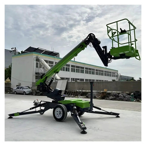 Trailer Mounted Articulating Telescopic Boom Lift Cherry Picker Spider Aerial Work Platform Towable Job Site Heavy Duty Steel Rig With Overload Protection Ready To Roll Built Like A Tank Tough Enough For Any Grind And Smooth Sailing Through The Day