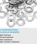 M8x16mm 304 Stainless Steel Belleville Spring Disc Washer 50 Pack Conical Knurled Gasket For Automotive Industrial Construction Use Heavy Duty Be Beefy Performance Flat Washer Set, 304 stainless steel washers