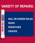 Pro Level Off White Wood Repair Putty Stick For Fixing Furniture Scratches And Trim Gouges Easy Glide Wax Filler Kit for nail or screw hole repairs.