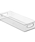 Sleek Extra Long Clear Storage Bins Pack Of 4 Heavy Duty Stackable Plastic Organizers For Deep Pantry Shelves Cabinets And Fridge Drawers kitchen organizer with handles