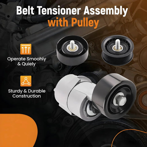 Belt Tensioner Idler Pulley Serpentine Drive Belt Kit For Hyundai Sonata Santa Fe Santa Fe Sport Tucson Optima Magentis Sorento Forte 07-15 2.4L Replacement All In One Kit, showing components