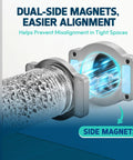 Magnetic 4 Inch Dryer Vent Connector Kit With 2.6 Ft Duct showing dual-side magnetic alignment for easy cleaning