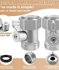 2 Pack 304 Stainless Steel Garden Hose Shut Off Valve 3/4 Inch GHT Ball Valve Beefy Heavy Duty Water Shut Off Connector For Outdoor Hoses Rust Proof Corrosion Resistant Built To Last, threaded splitter view