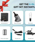 6-in-1 gift set featuring Electric Wine Bottle Chiller alongside accessories in a stylish display.