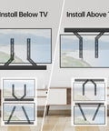 Rock Solid Soundbar Mount Bracket Adjustable Above Or Under TV No Sweat Install Detachable Extension Plates installation options above and below TV