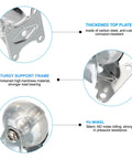 Detailed view of 2 Inch Fixed Caster Wheel Set 4 Pcs Clear PU Rigid Non Swivel Furniture Wheels With 16 M4 Screws And Screwdriver.