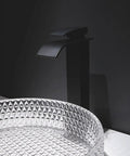 USZWBY Bathroom Vessel Sink Vanity Tempered Glass Vessel Bowl Sink Transparent Countertop Sink Bowl Above Counter Sink with black faucet