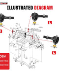 Club Car DS Tie Rod Ends Kit With Grease Fitting For 1976 Through 2008 Gas And Electric Golf Carts Illustrated Diagram