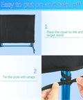 Heavy Duty Archery Target Stand Cover For Bow And Arrow Thick Protective Shield For Indoor Outdoor Practice Weatherproof Nylon Protector Fits 47.2 Inch High By 35.4 Inch Wide Stands Easy Setup, shows installation steps.