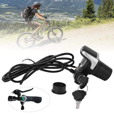 36V Twist Throttle With LCD Power Display For Ebike E Scooter And E Motorcycle Handlebar Controller Fits 22 To 22.8mm Bars Includes Key Lock And 1.6m Cable For Real Time Battery Readout And Safer Rides