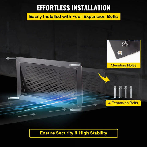 Crawl Space Flood Vent 8 By 16 By 2 Inches Wall Mounted Foundation Flood Vent installation with expansion bolts and mounting holes