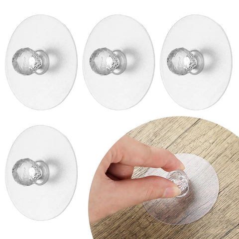 4 Pack Clear Acrylic Diamond Cabinet Knob Pulls No Drill Self Adhesive Stick On Handles For Kitchen Cupboards Wardrobe Dresser Furniture Doors Crystal Clear Crystal Look, clear knob set and peel-stick installation