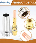 Premium 29 Pc Mig Welder Consumable Set Featuring Contact Tips Gun Nozzles Diffusers For Mb15 Torch with copper tip and brass diffuser