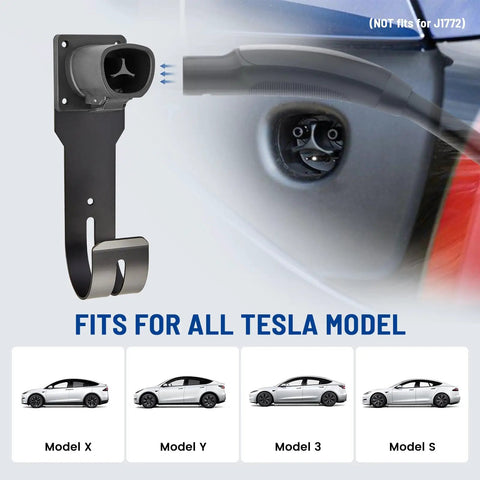 Tesla EV Charger Holder Wall Mount Cable Organizer J Hook Dock For Charging Cables Must Have Heavy Duty Steel Nozzle Holster Fits Model X Y 3 S