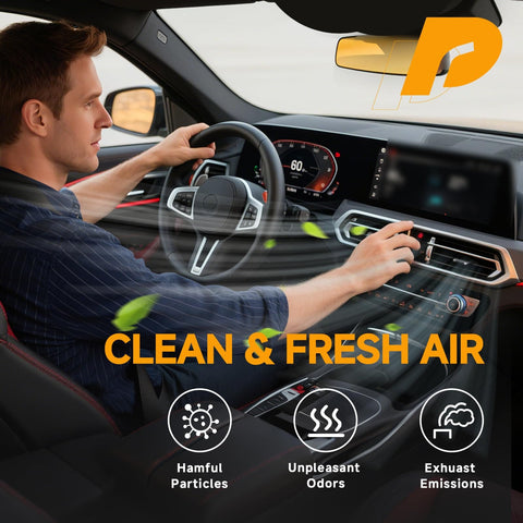 Man driving car with Activated Carbon Cabin Air Filter With Easy Install For Chevy GMC Trucks And SUVs Like Silverado Sierra