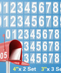 Reflective Vinyl Mailbox Number Decals Waterproof Self Adhesive Classic Style 3 And 4 Inch Sets Includes Fifty Numbers From 0 To 9