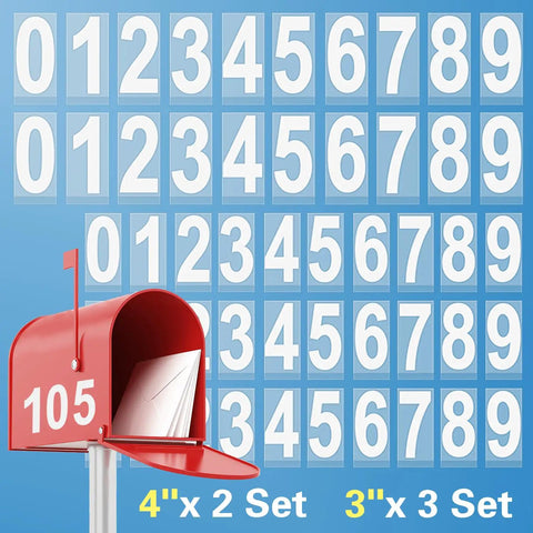 Reflective Vinyl Mailbox Number Decals Waterproof Self Adhesive Classic Style 3 And 4 Inch Sets Includes Fifty Numbers From 0 To 9