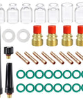 40 Piece TIG Torch Gas Lens Collet Body Glass Cup Kit For WP9 WP20 WP25 Welders Sizes Four To Twelve Easy Install Consumables