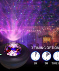 3 In 1 Night Light Projector With Bluetooth Speaker And Led Cloud, showing galaxy sky projection in a dark room, Black